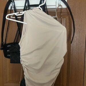 Beige One-Shoulder Top